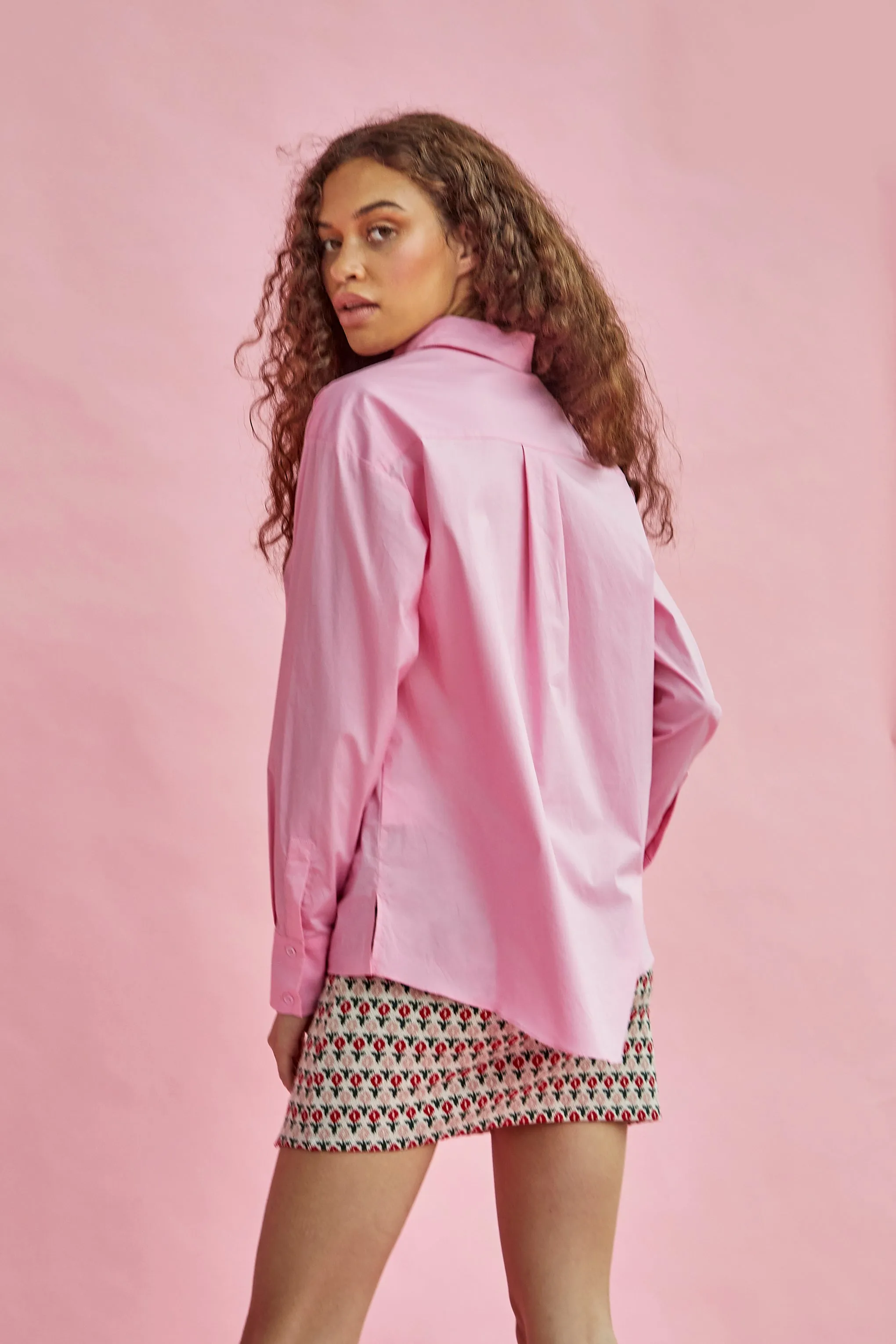 Glamorous Candy Pink Poplin Loose Fit Shirt