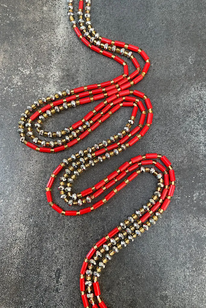 Glamorous Life Red Tie On Waist Beads