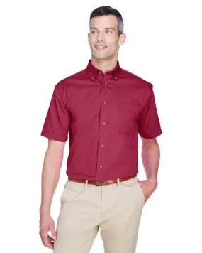 Harriton Men's Easy Blend™ M500S Short-Sleeve Twill Shirt with Stain-Release