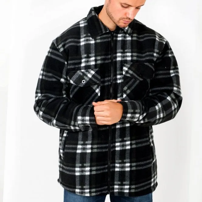 Hazy Blue Mens Baxter Sherpa Lumberjack Fleece Shirt