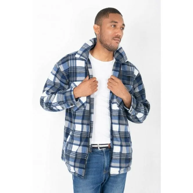 Hazy Blue Mens Baxter Sherpa Lumberjack Fleece Shirt