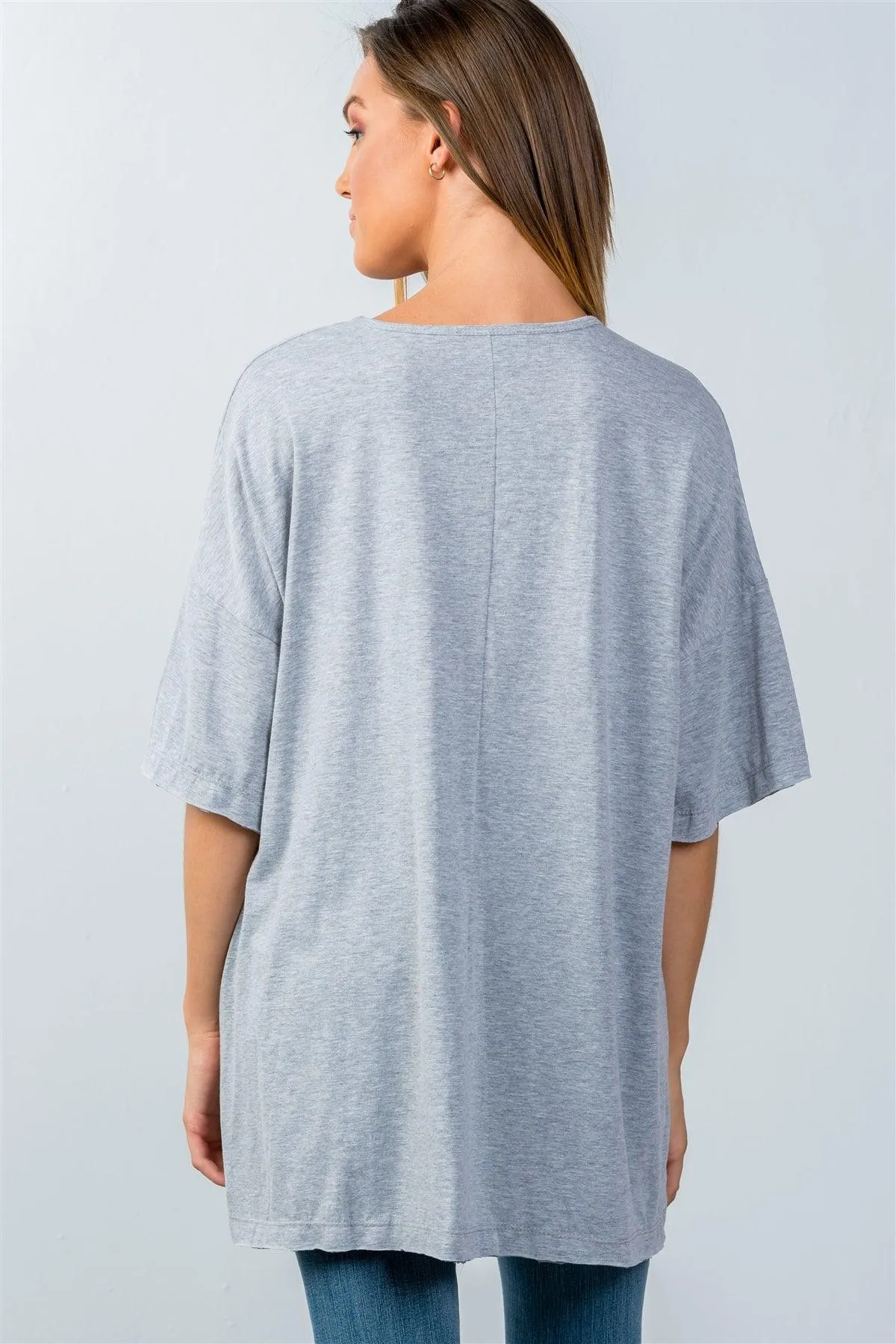 Heather Grey Dropped Shoulder Tunic Top / 3-3