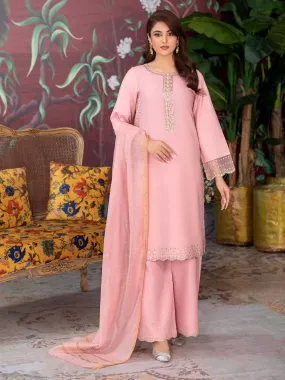 Heera's Pink Embroidered Dhanak Suit with Palazzo