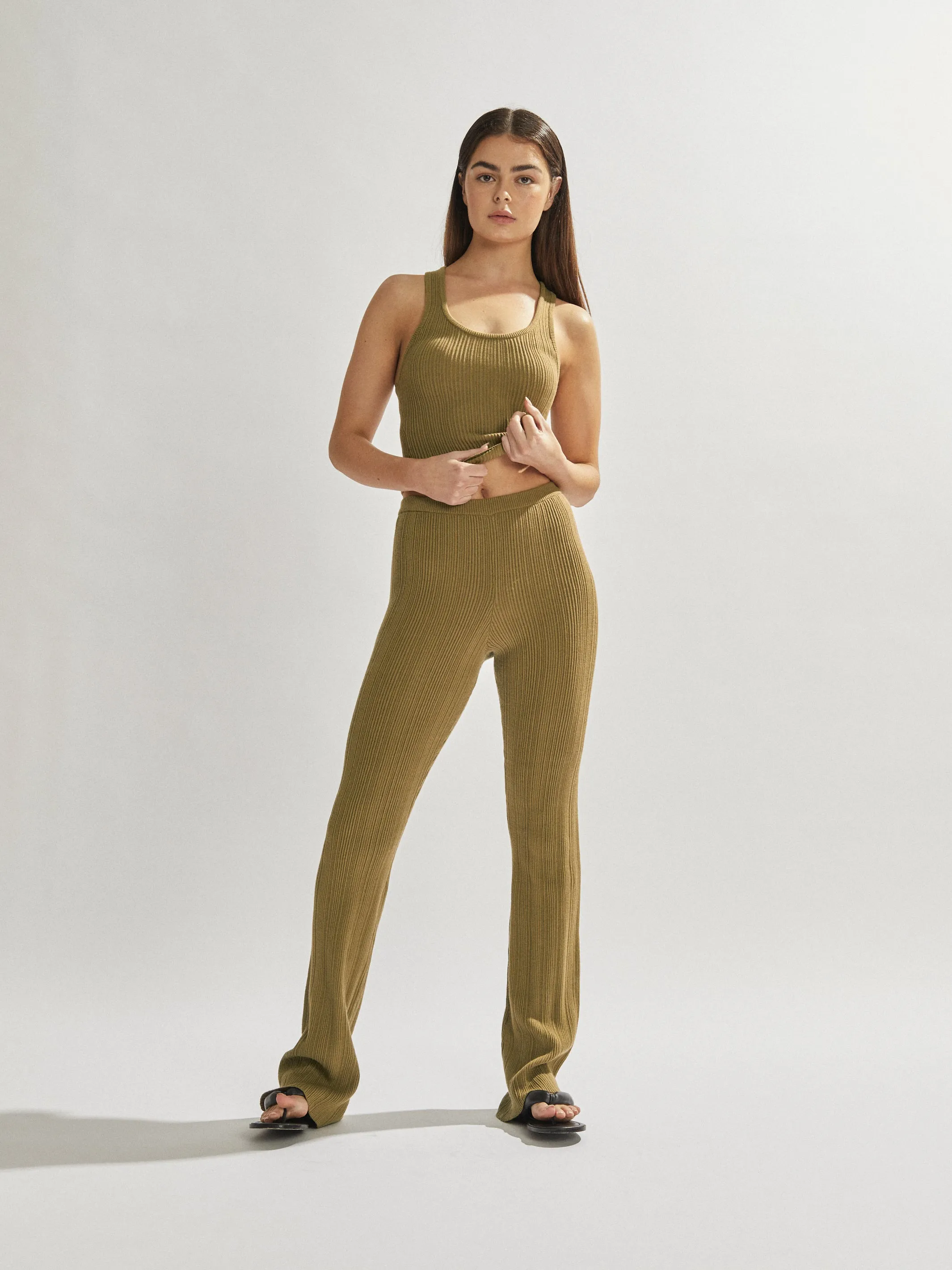 Henley Pants Khaki Cropped