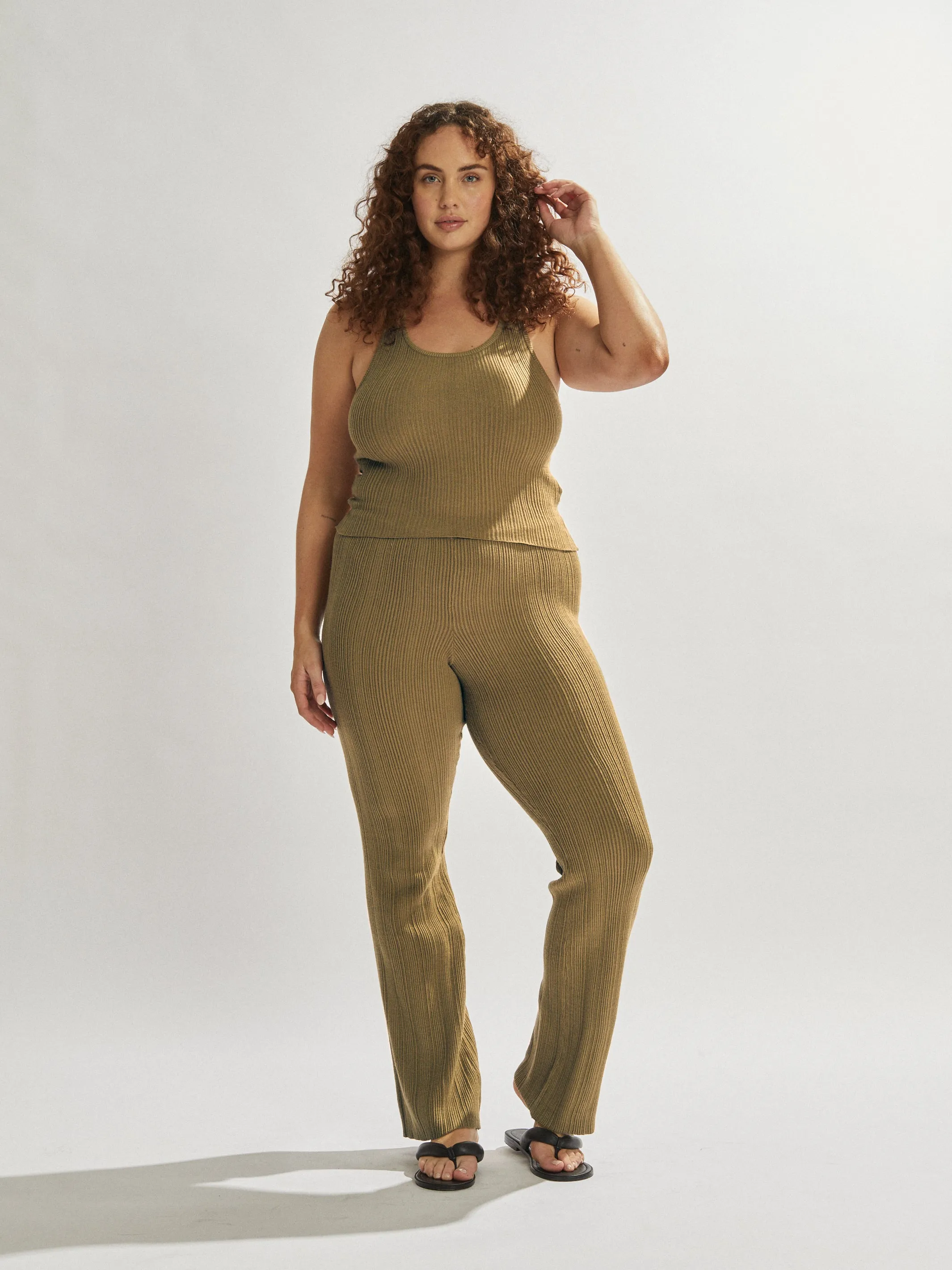 Henley Pants Khaki Cropped