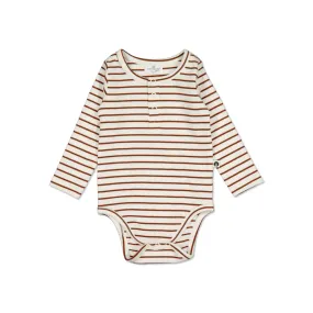 Henley Rib Bodysuit - Russet Stripe