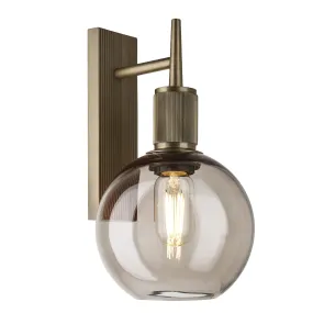 Henley Smoked Glass Globe Wall Light - 7 Inch - Mocha