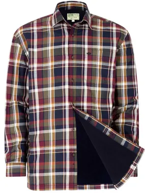 HOGGS OF FIFE Arran Microfleece Lined Cotton Shirt - Mens - Wine / Olive Check