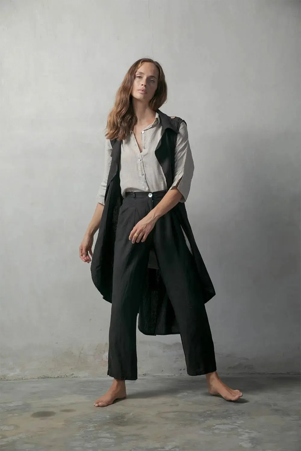 Il Ragazzo Boyfriend Linen Shirt Natural