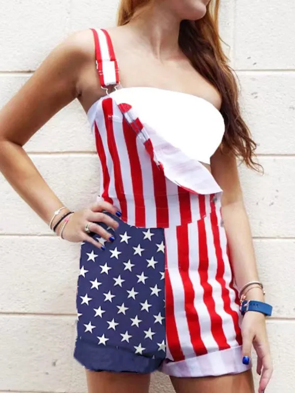 Independence Day American Flag Print Overall