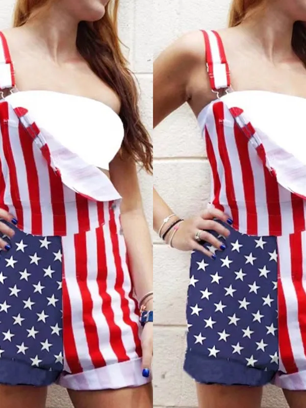 Independence Day American Flag Print Overall