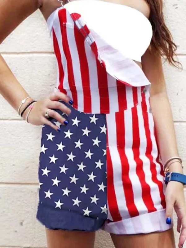 Independence Day American Flag Print Overall