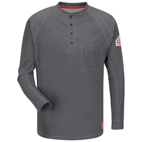 iQ Series® Men's Comfort Knit Long Sleeve Henley with Insect Shield QT20 - Charcoal