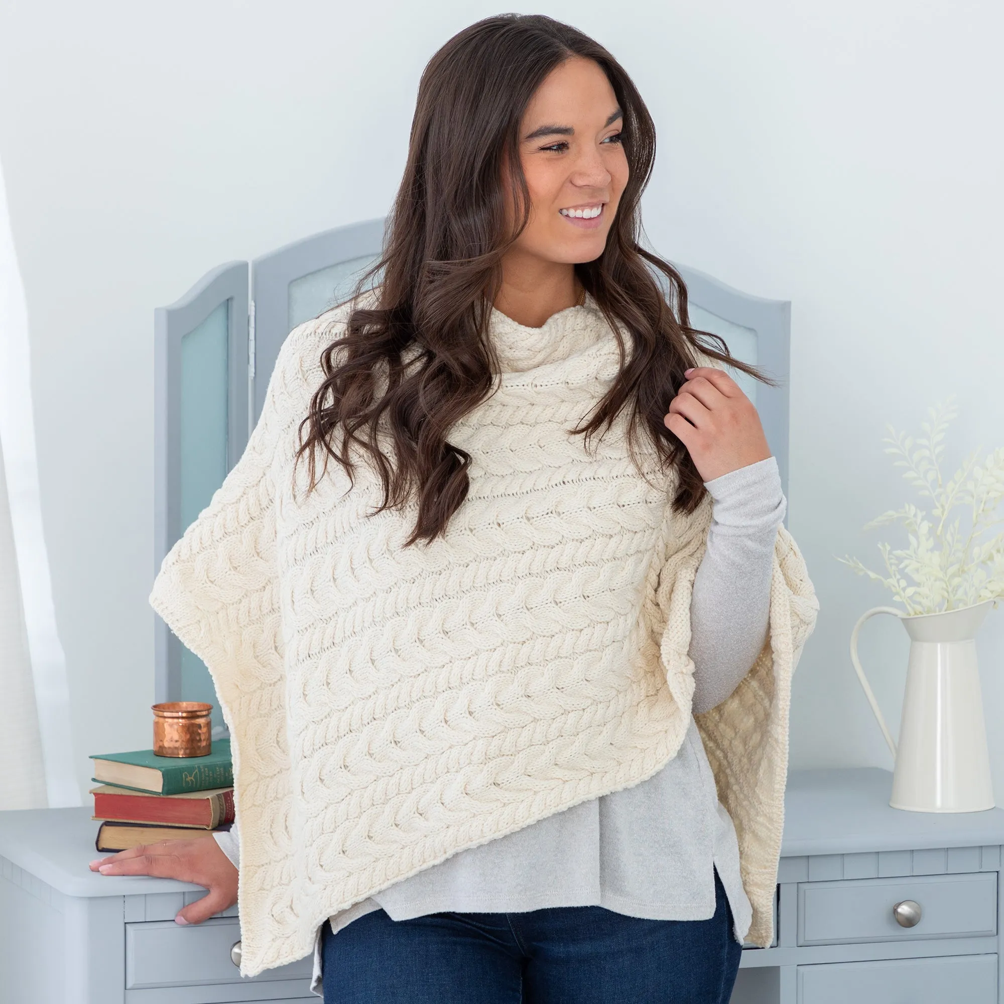 Irish Aran Wool Poncho