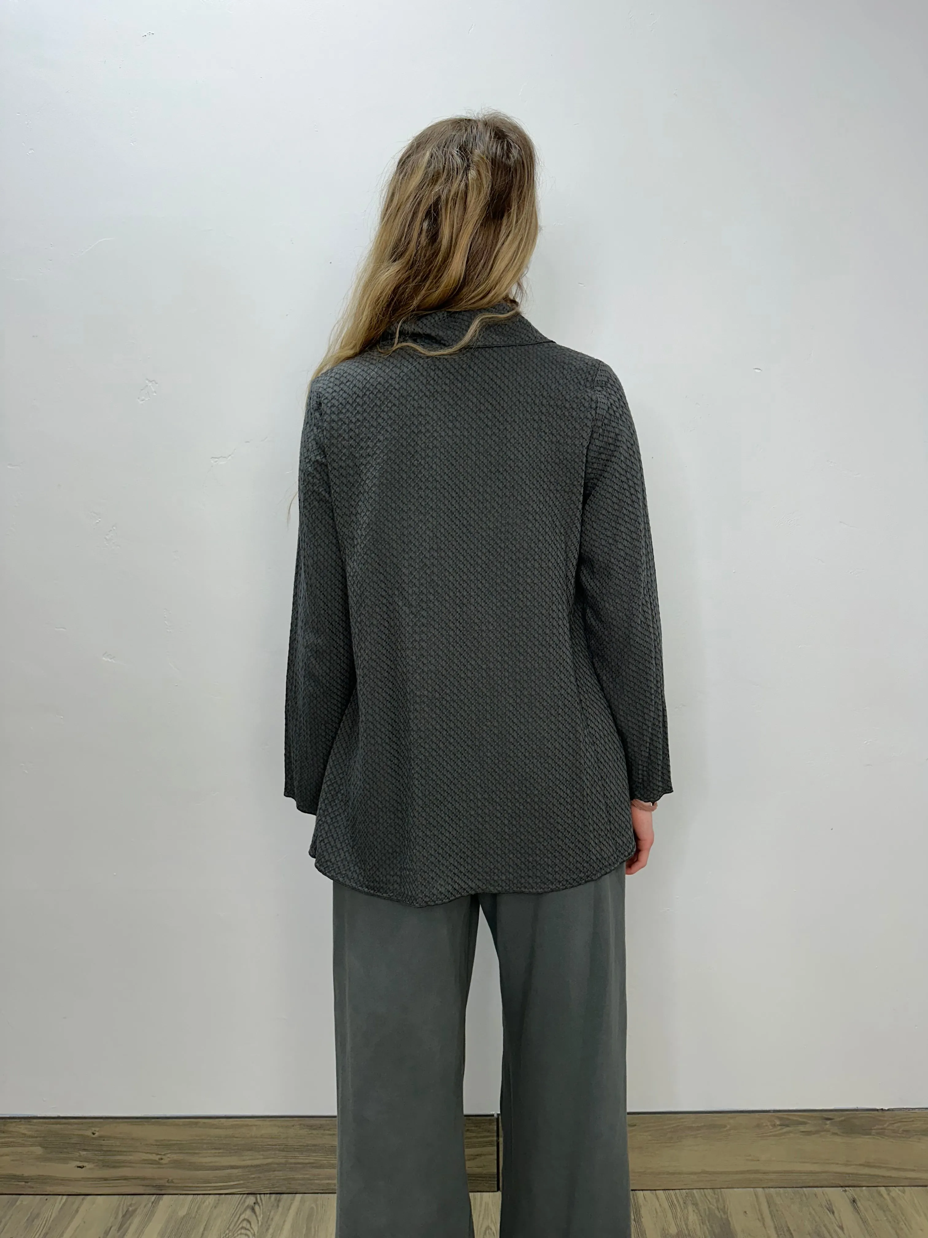 Iron Grey Honeycomb Mock Neck Top