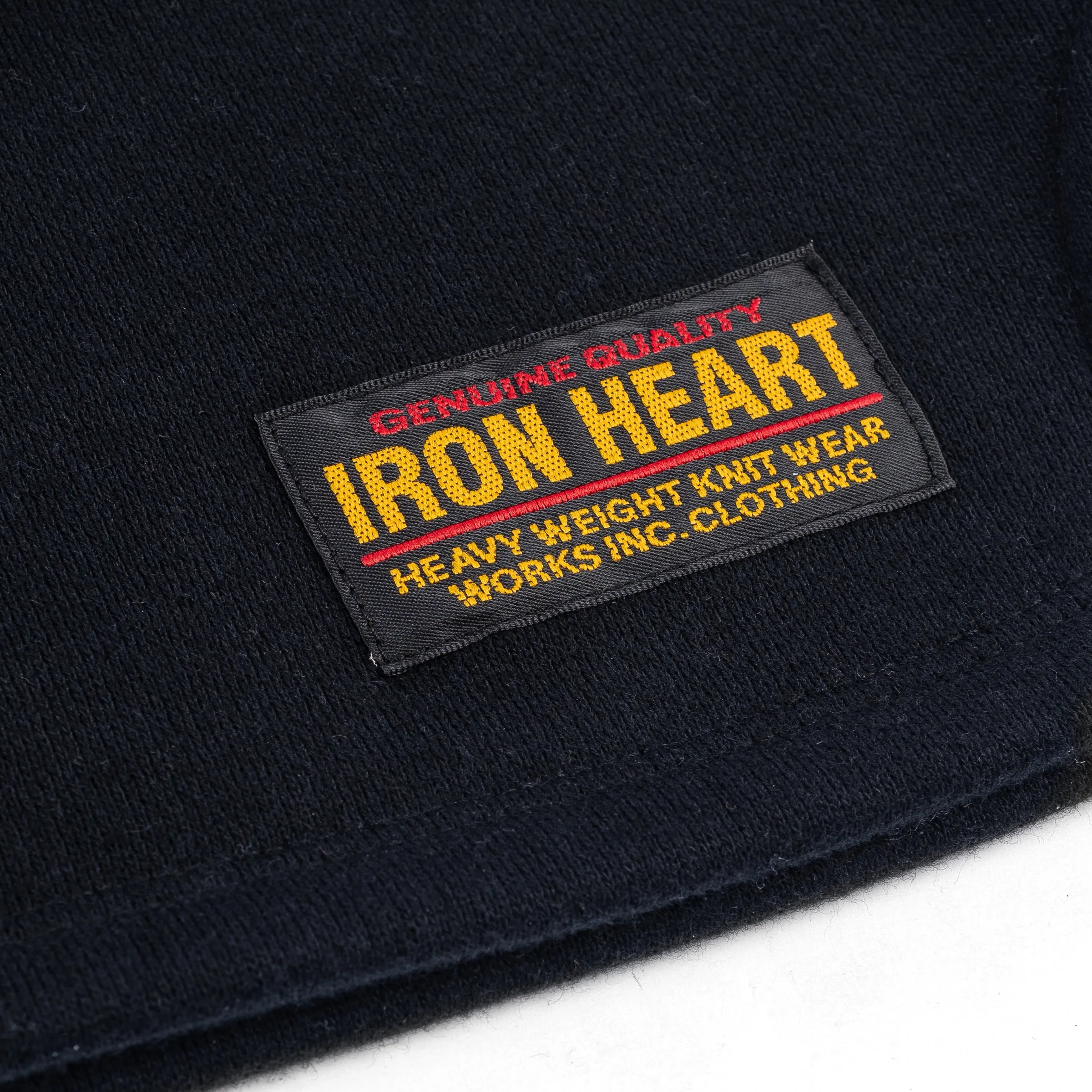 Iron Heart IHTL-2401-BLK 11oz Henley Long Sleeved Sweater - Black