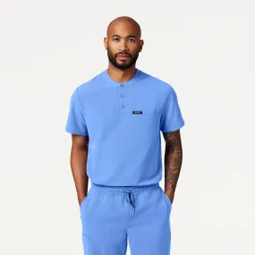 Jaanuu Men's Reeve Henley Scrub Top - Ceil Blue