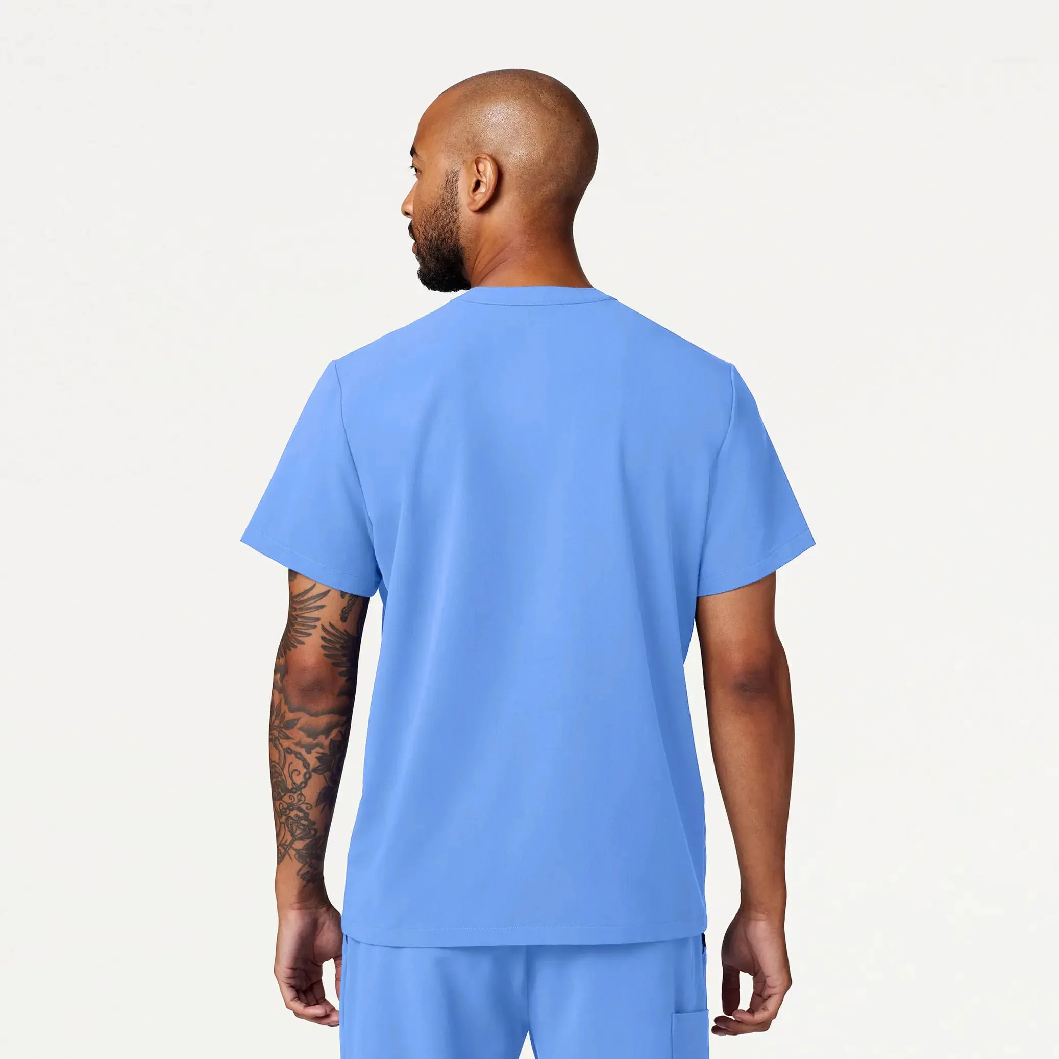 Jaanuu Men's Reeve Henley Scrub Top - Ceil Blue