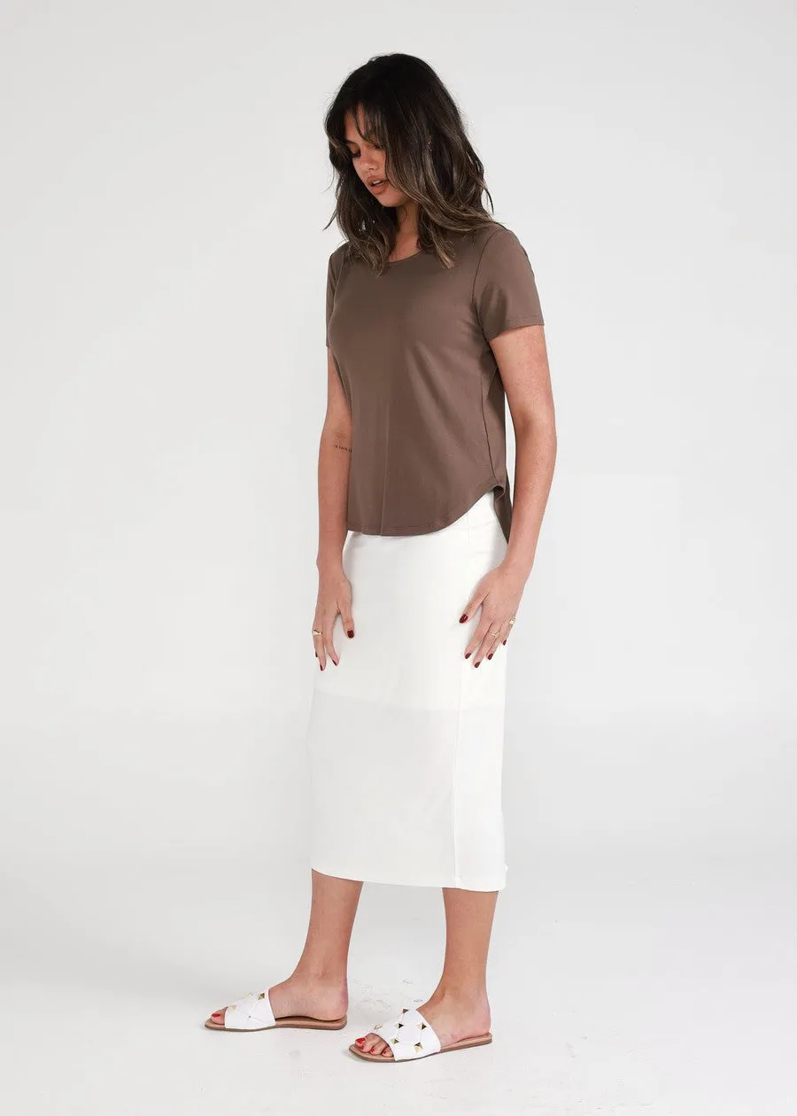 Janis Short Sleeve Bamboo T-Shirt - Chocolate