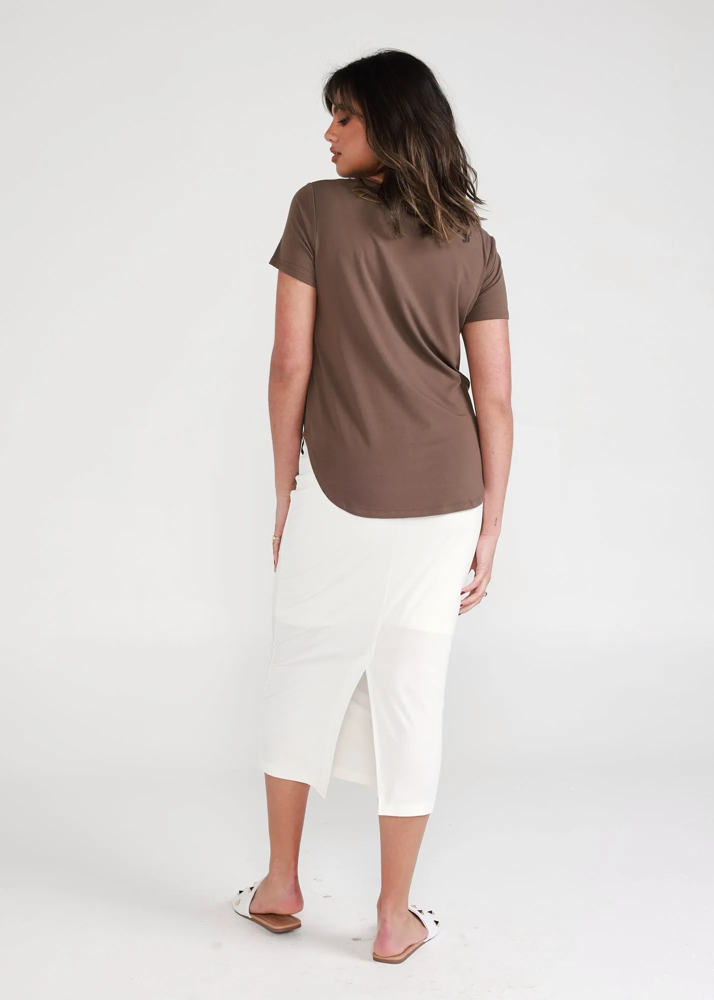 Janis Short Sleeve Bamboo T-Shirt - Chocolate