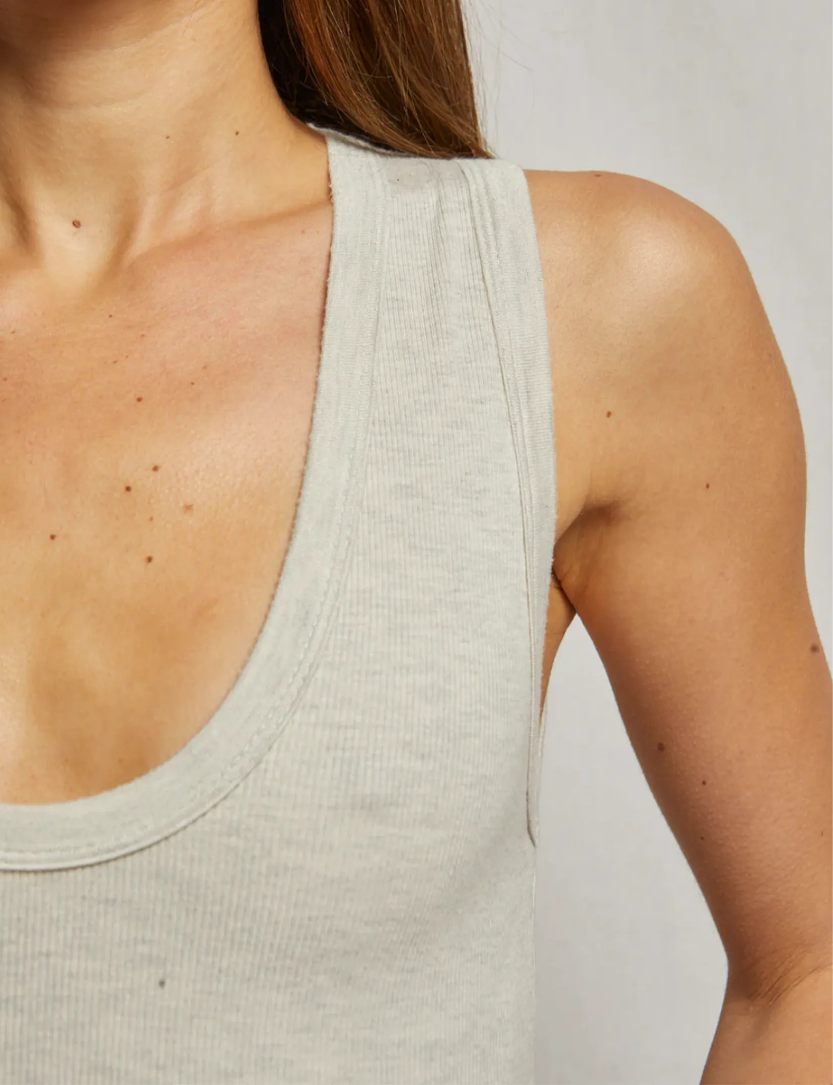 Jordan U-Neck Ribbed Tank, Oatmeal