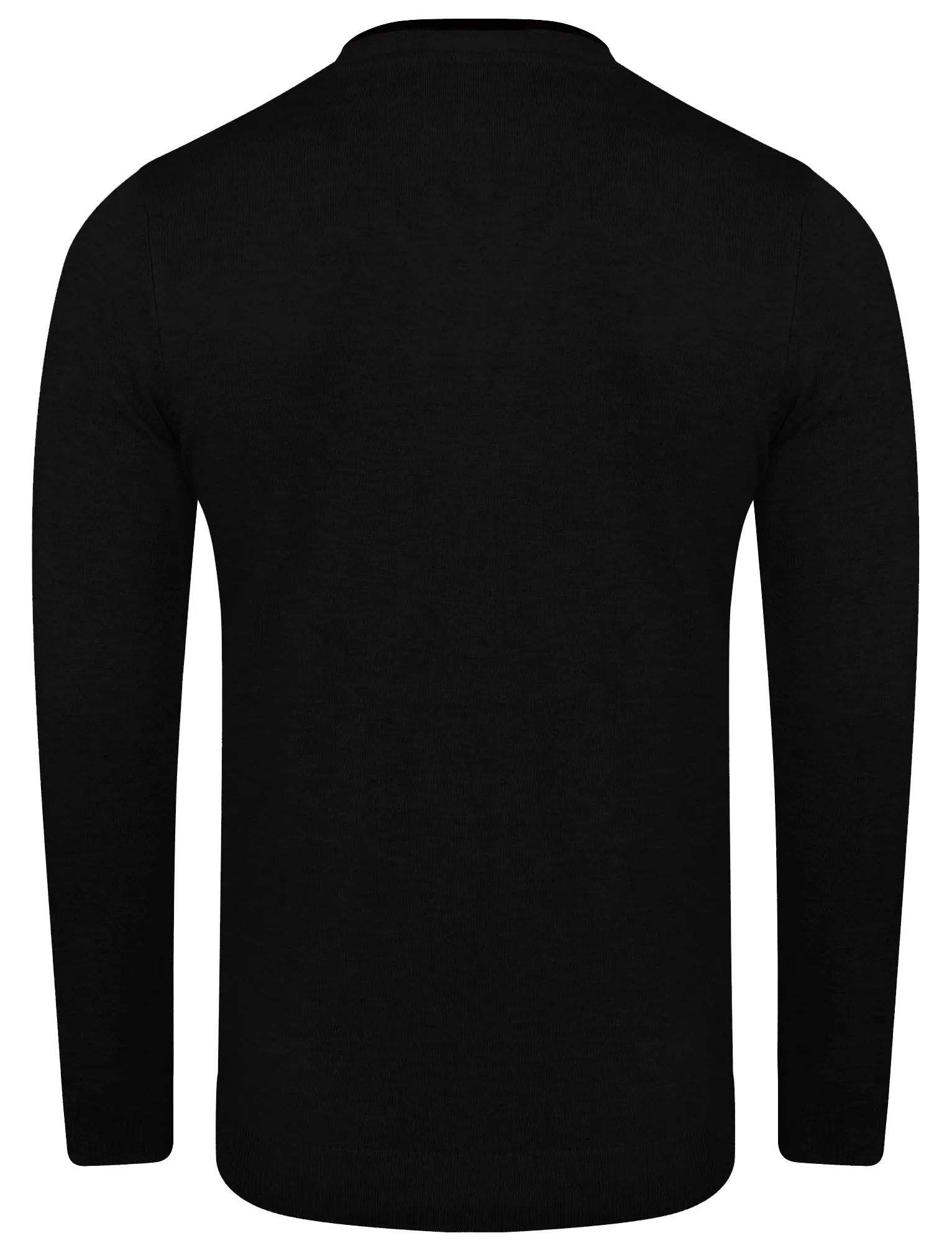 Kallias Faux Leather Trim Henley Jumper in Black - Kensington Eastside