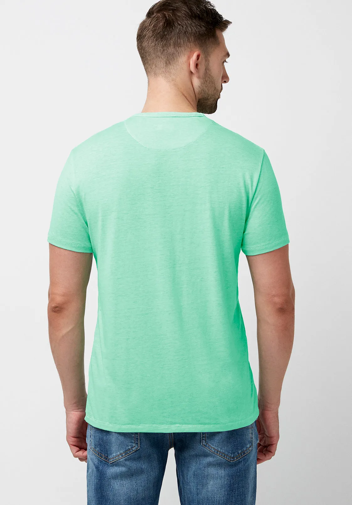 Kasum Men's Buttoned Henley T-Shirt in Teal - BM23835