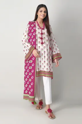 Khaadi Printed 2 Piece Suit · Kameez Dupatta – L21214 White