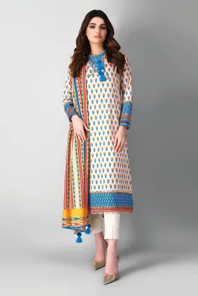 Khaadi Printed 2 Piece Suit · Kameez Dupatta – L21234 Beige