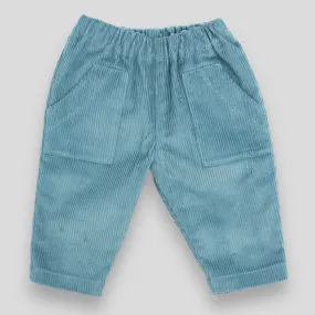 Kids' and Baby Cotton Corduroy Pants - Rain Blue with Front Pocket