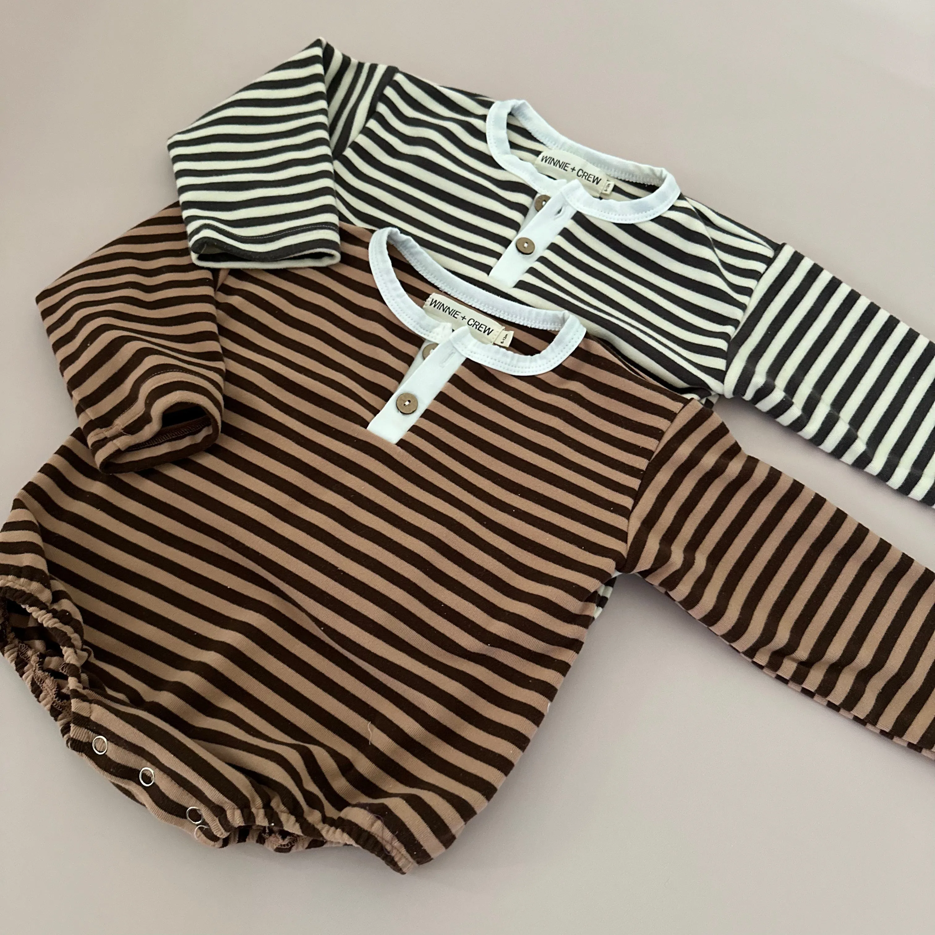 Kirby Striped Romper in Brown