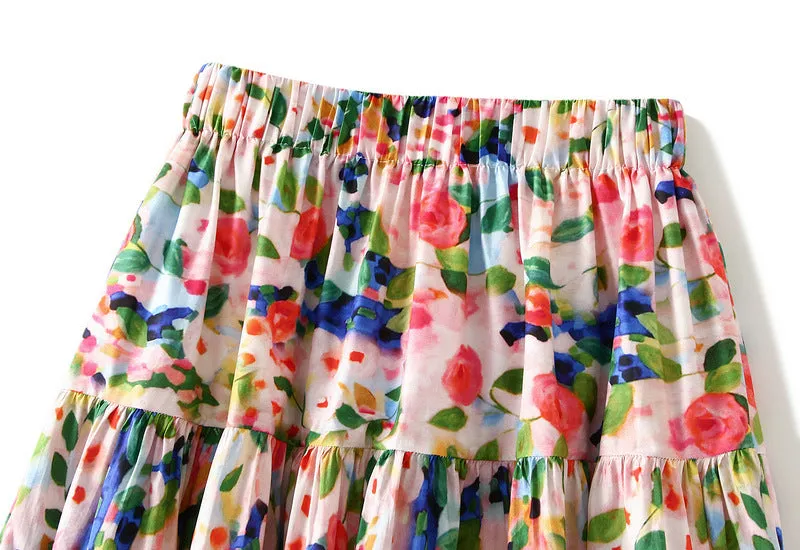 Ladies Oil Painting Print Skirt