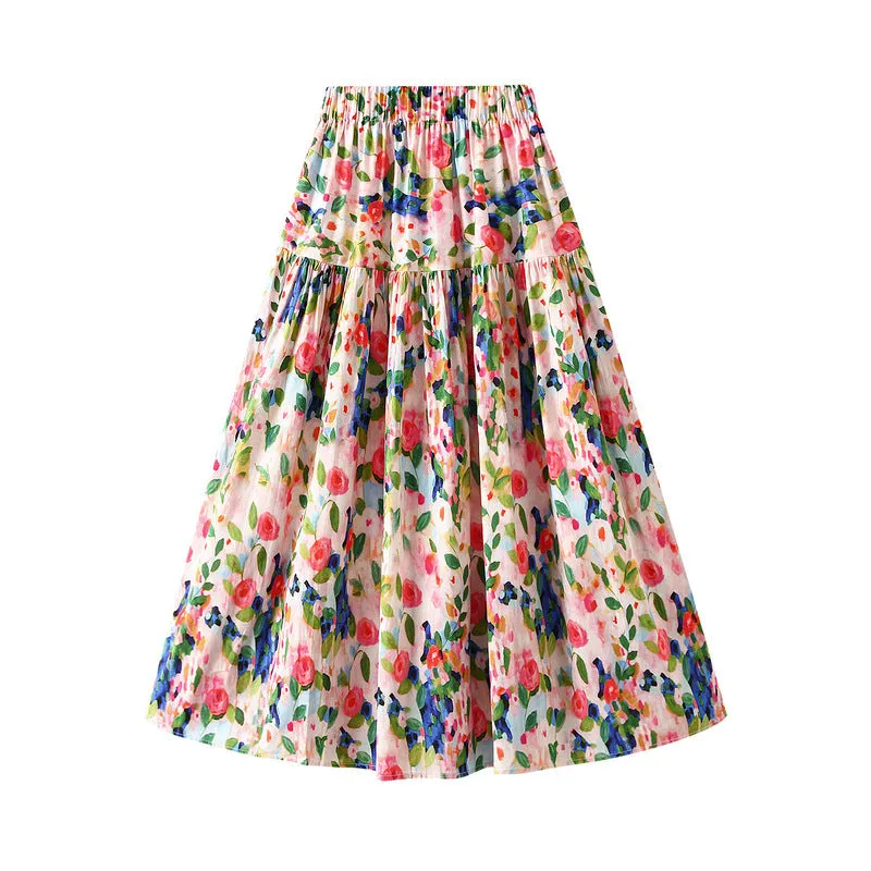 Ladies Oil Painting Print Skirt