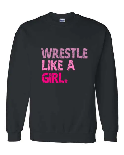 Lady Patriot Wrestling - Wrestle Like a Girl  - Black -  T-Shirt, Long Sleeve T-shirt, Crew Neck or Hooded Sweatshirt (Copy)