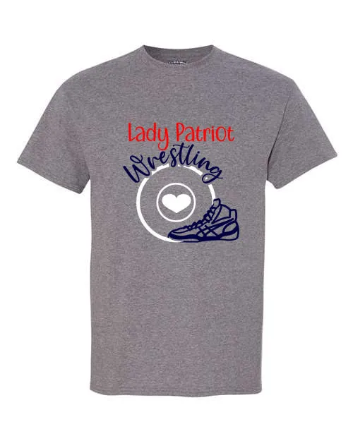 Lady Patriot Wrestling - Wrestling Shoe  - Dark Heather Grey -  T-Shirt, Long Sleeve T-shirt, Crew Neck or Hooded Sweatshirt (Copy) (Copy)