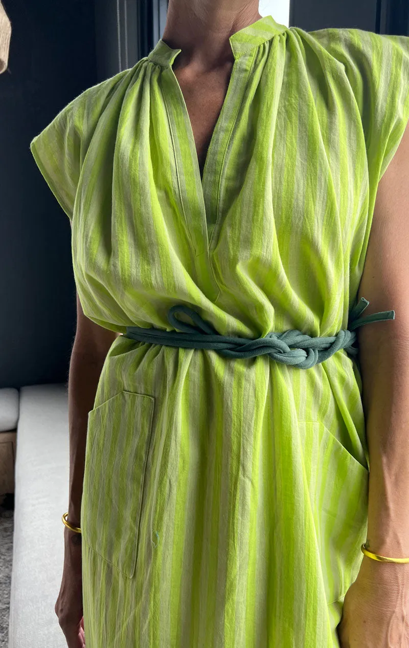 Lime Stripe Slim Dress