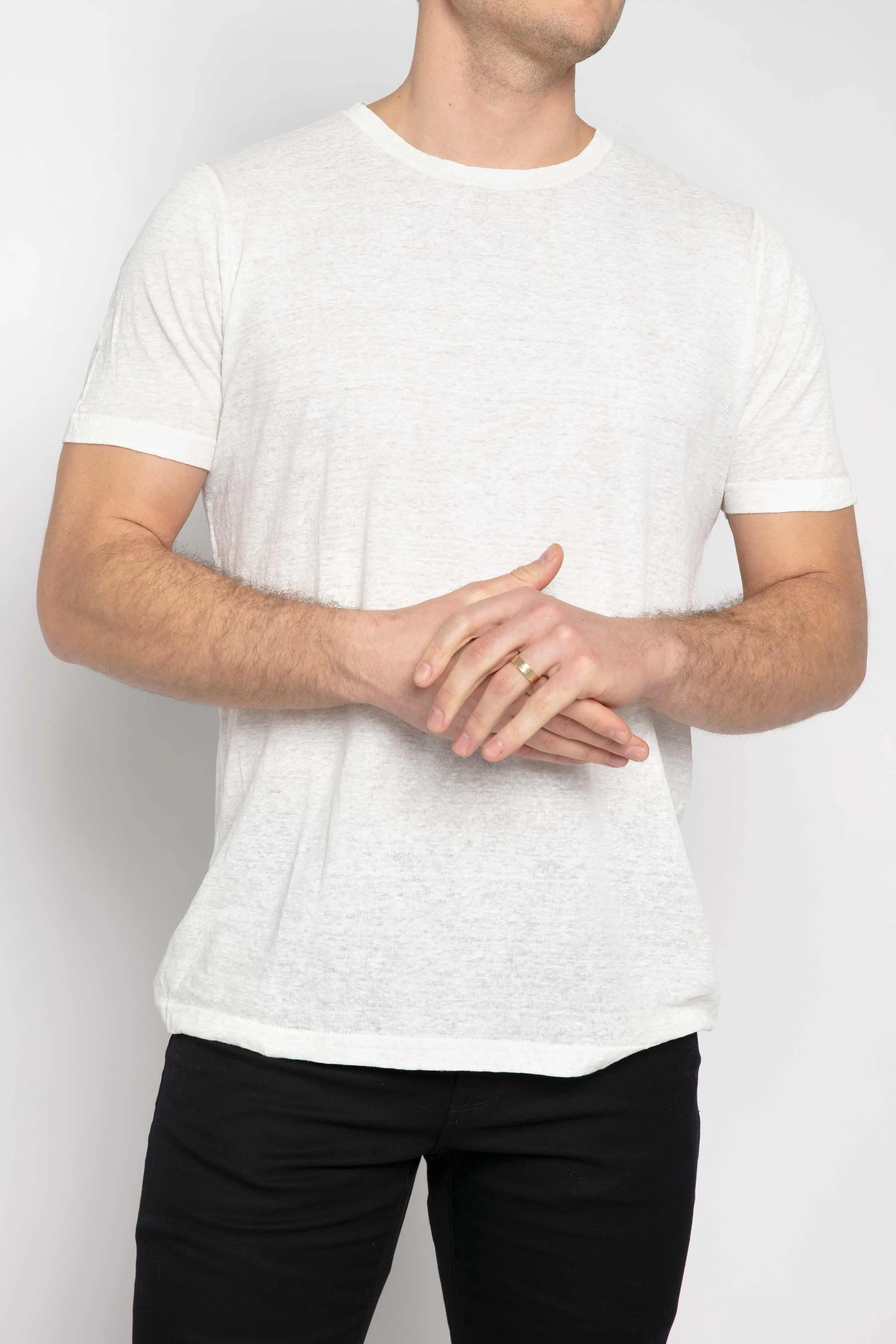 Linen T-Shirt in Bianco