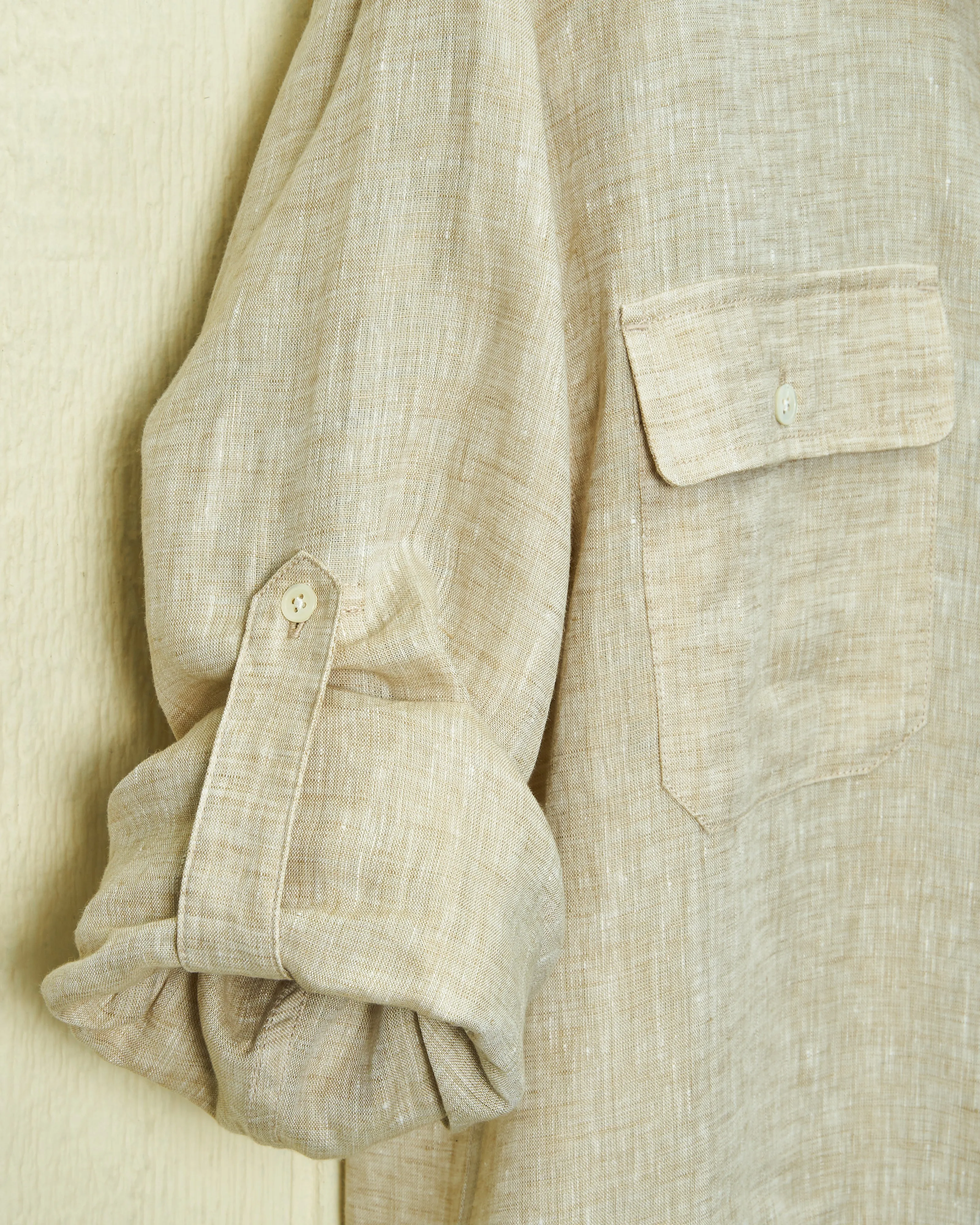 Linen Utility Shirt in Khaki