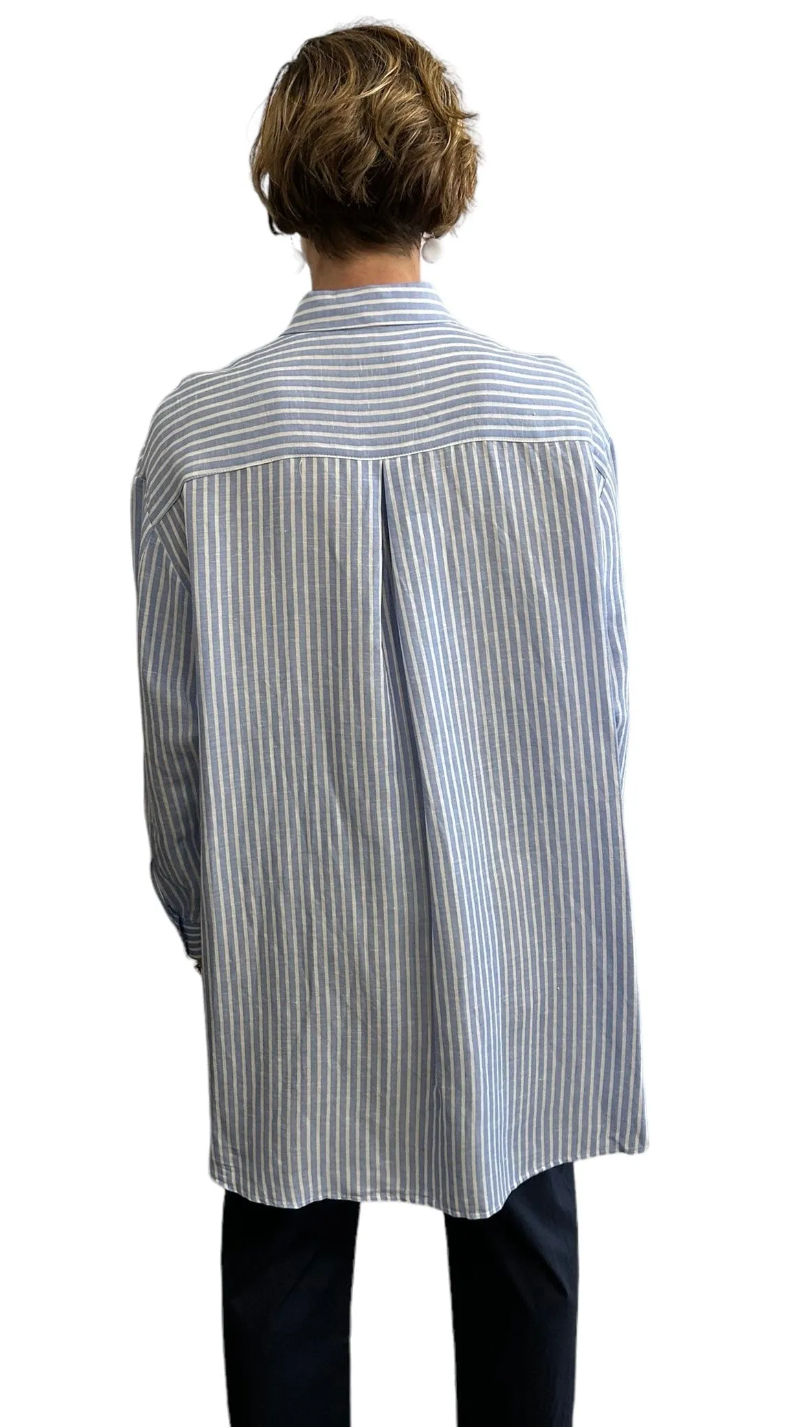 Long Shirt/Dress Stripes Azzurro & White