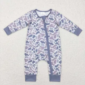 LR0819  baby boy camouflage zipper long sleeve romper