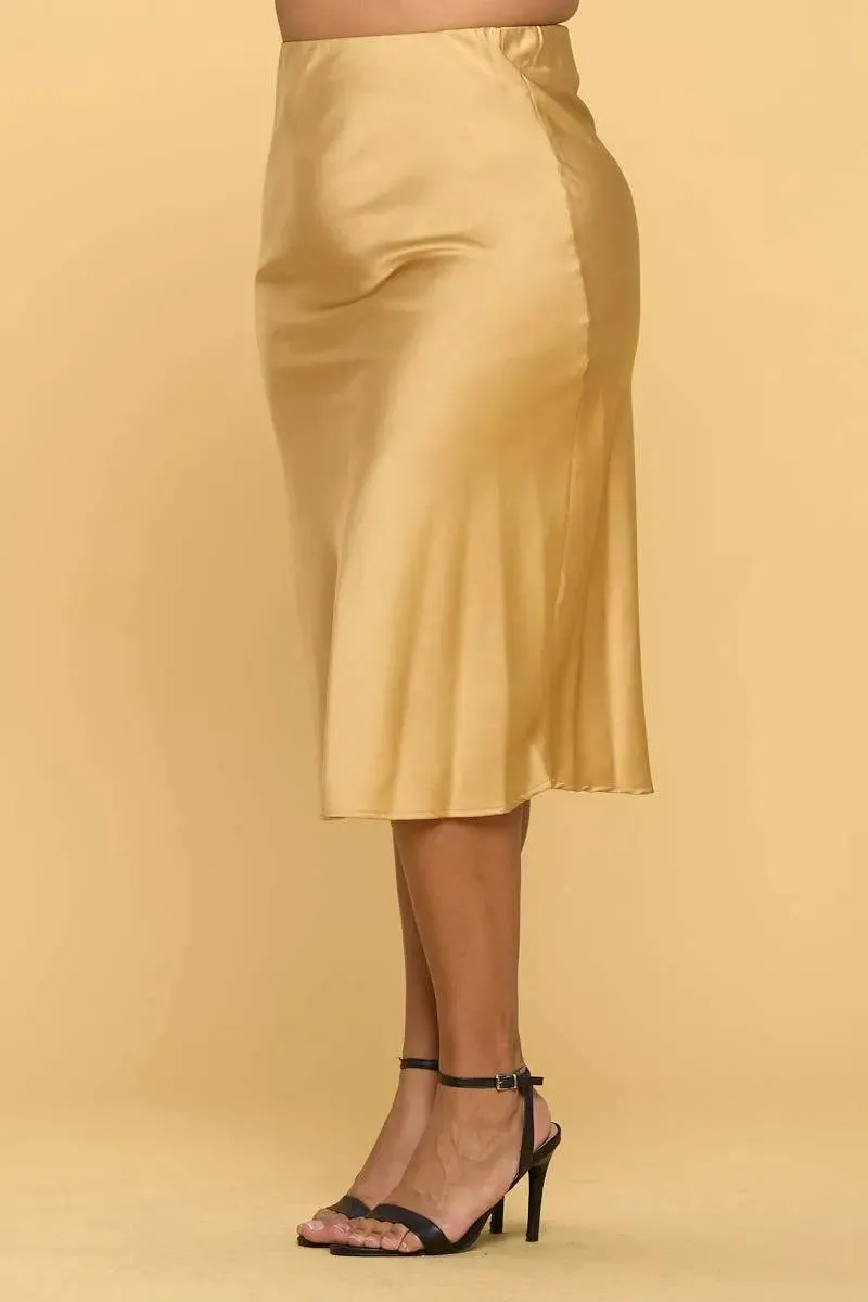 Lustrous Satin Midi Skirt for Effortless Elegance