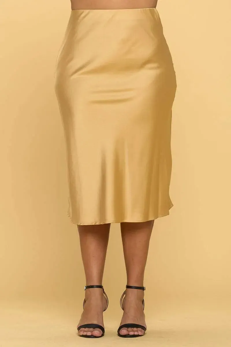 Lustrous Satin Midi Skirt for Effortless Elegance