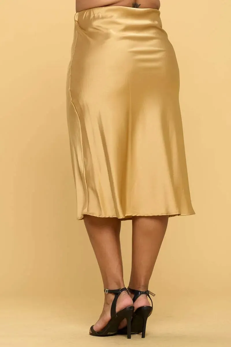 Lustrous Satin Midi Skirt for Effortless Elegance