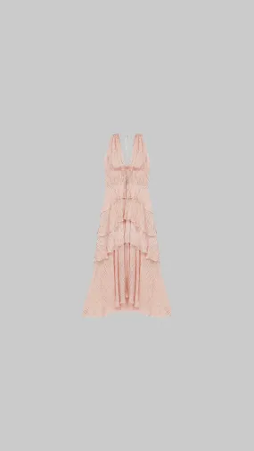 Maje Rufflinette Silk Maxi Dress - Rose