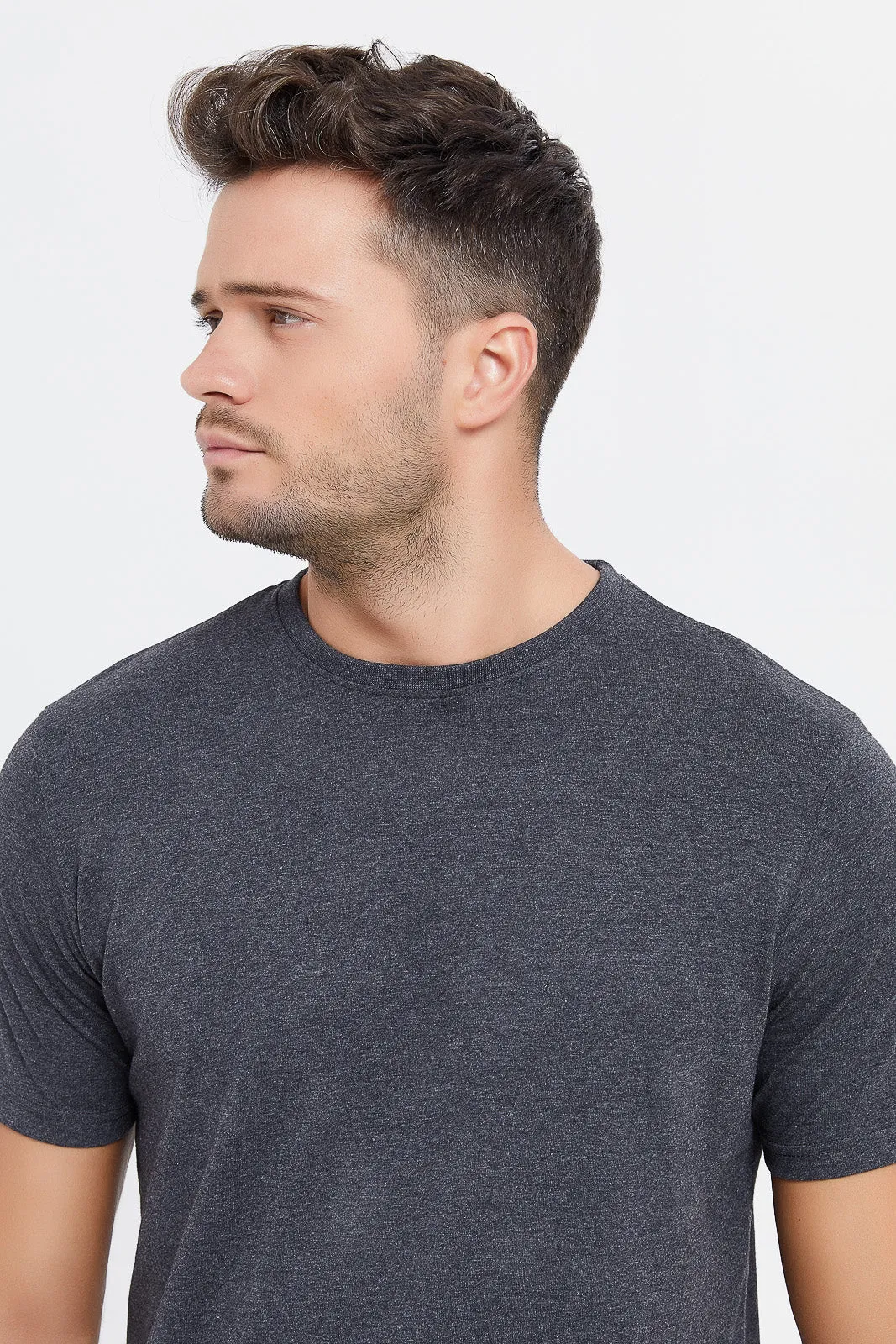 Men Charcoal Basic T-Shirt