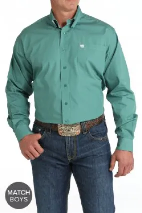 Men's Cinch Solid Green Button-Down Western Shirt - MTW1105826