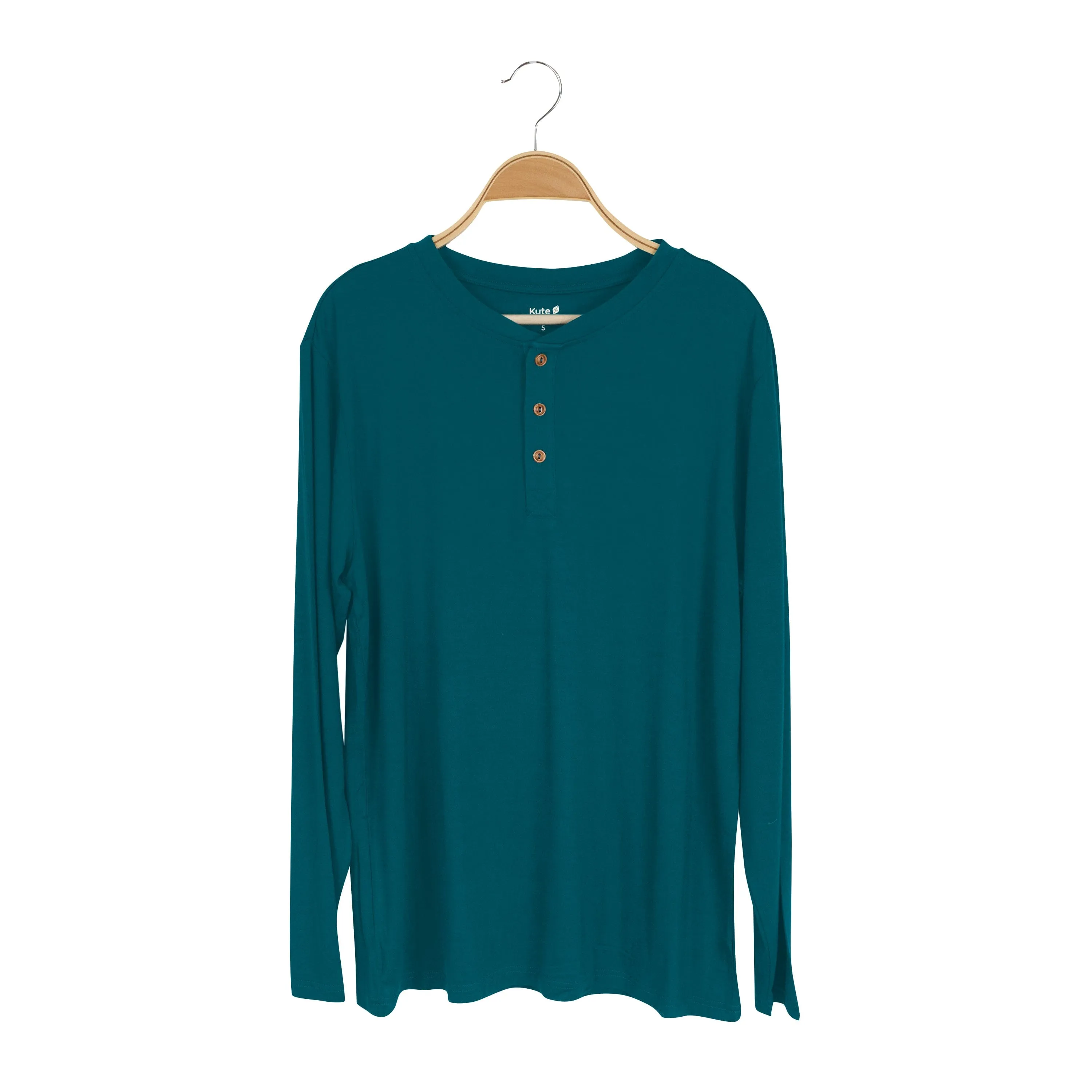 Men's Long Sleeve Henley Top in Loch