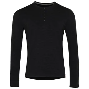 Mens Merino Blend 160 PJ Henley (Black Melange)