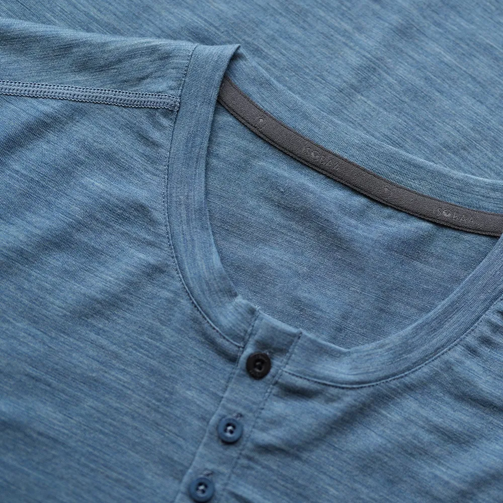 Mens Merino Blend 160 PJ Henley (Ocean Melange)