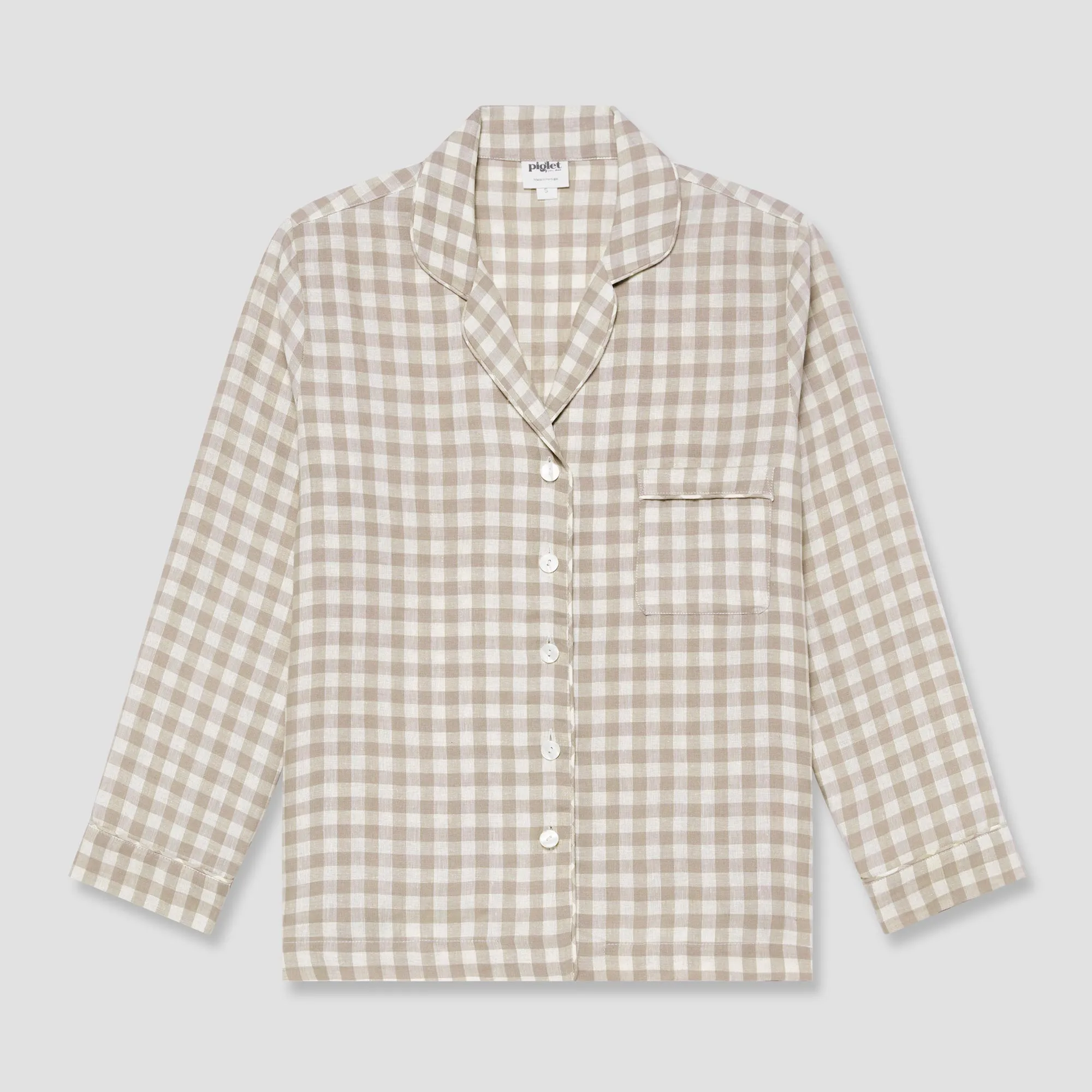 Men's Mushroom Gingham Pyjama Shirt